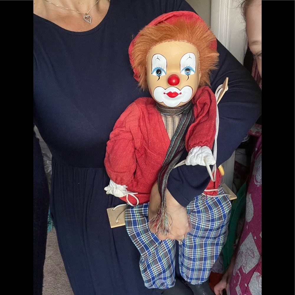 Rare Vintage 1960’s Hand Painted Porcelain Swinging Clowns